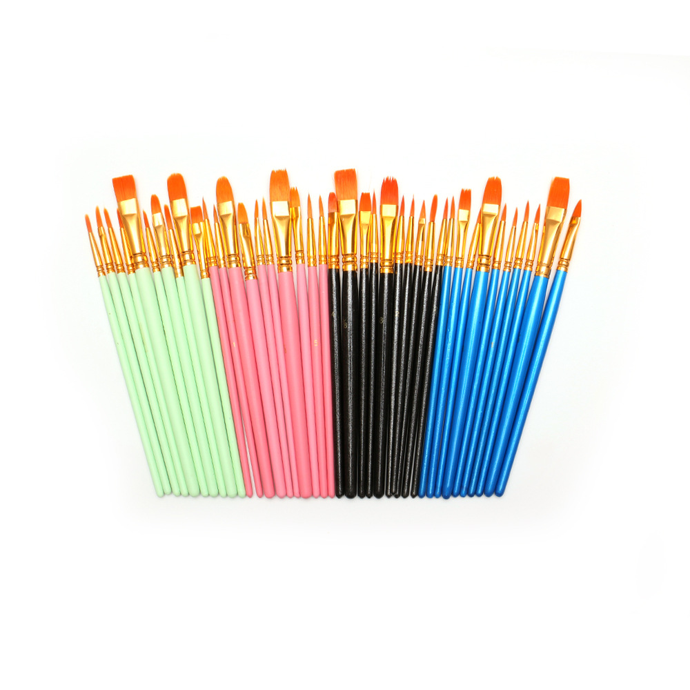 Cross-border 10-piece wooden digital oil painting brush set, art painting outlining brushes, gouache and watercolor brushes, makeup brushes Item Picture