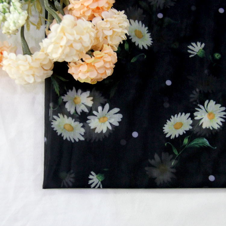 现货供应小批量数码印花服装涤氨数码印花加工小雏菊碎花布