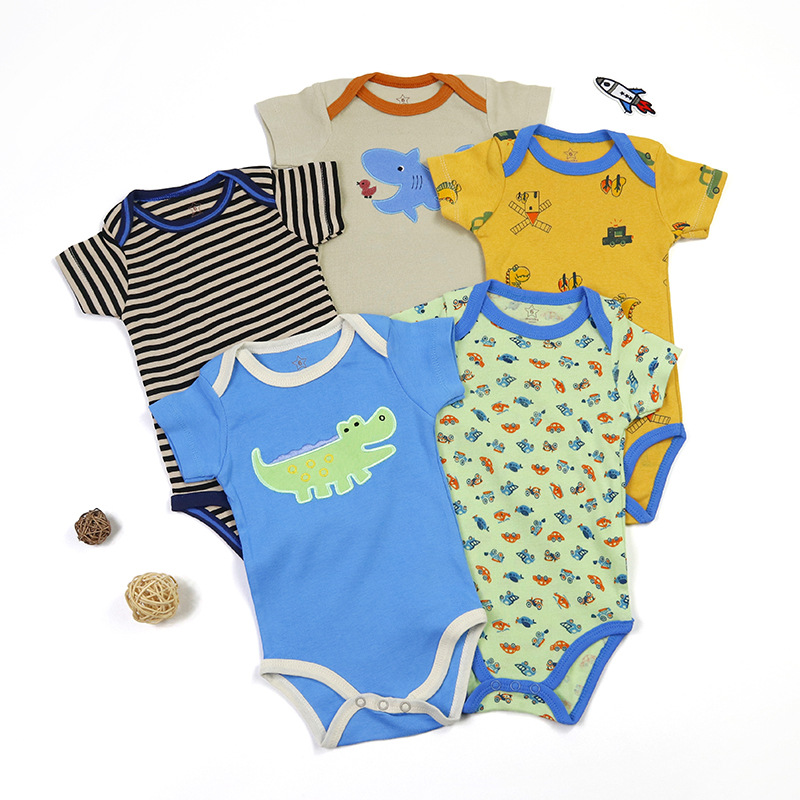 Source factory cross-border wholesale of children's clothing, short-sleeved baby clothes, boys' and girls' baby clothes, cotton bottom coverings Specification image