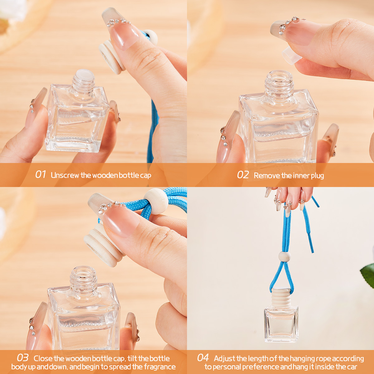 【 Cross-border Exclusive 】 Wholesale of high-end and long-lasting car aromatherapy pendants with 12 essential oil fragrances details Picture