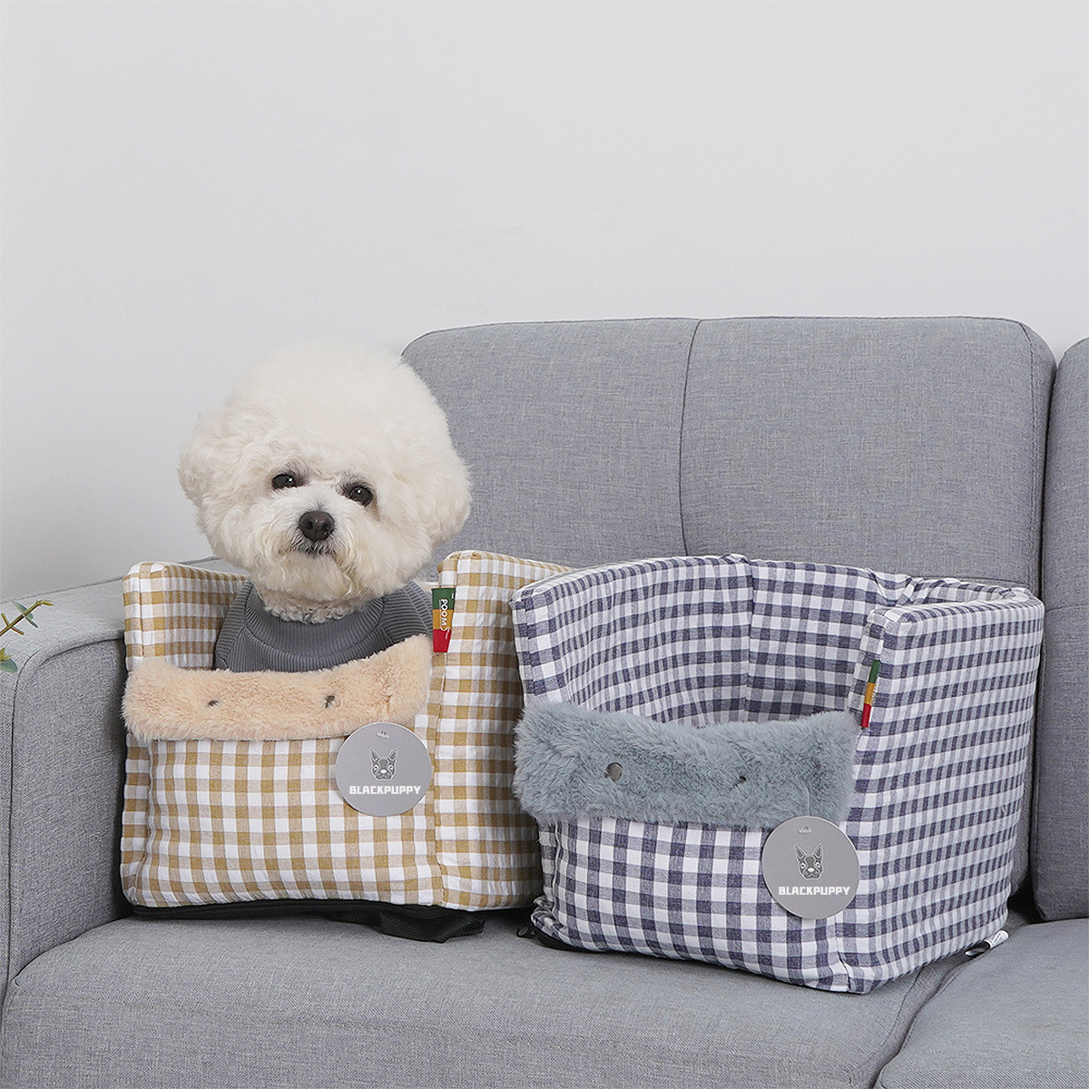 Korean version car central control cat bed, square checkered bed, all-season universal pet bed, small and medium-sized pet seat wholesale details Picture