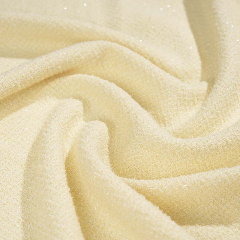 Mokas plain tweed chanel-style fabric for spring, summer, autumn and winter gentle light yellow women's fashion sets and bags Application Scenario