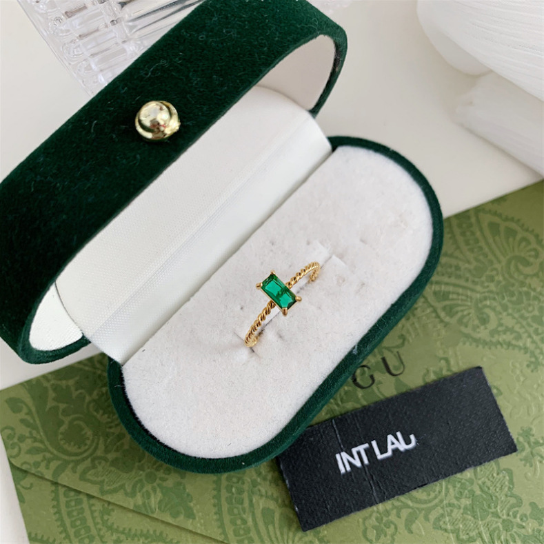 ins小众设计细麻花彩色方钻戒指女时尚个性钛钢指环批发几何线条详情图4