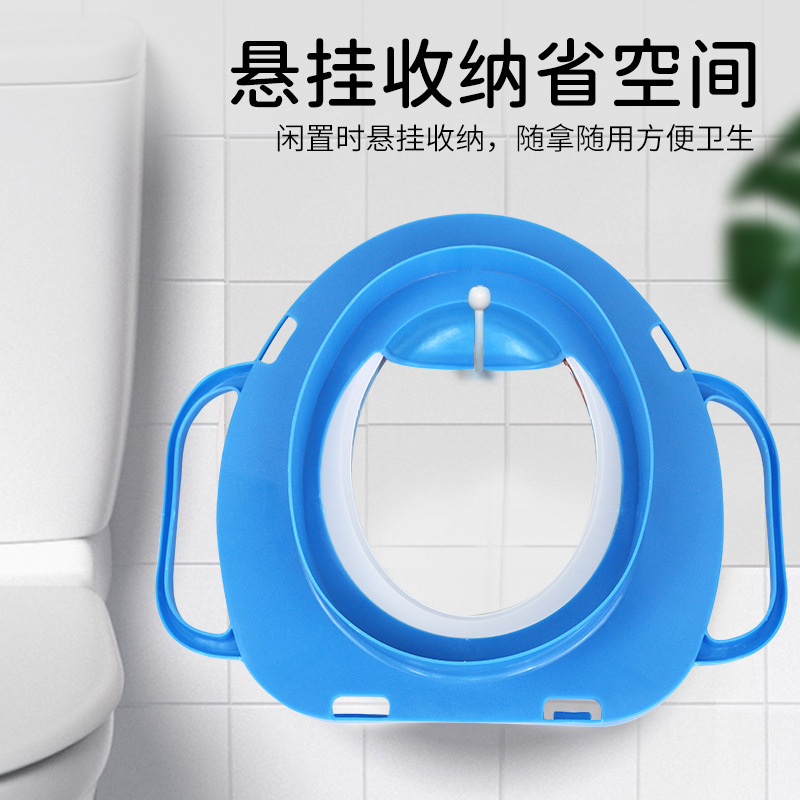 Children's toilet seat manufacturer wholesale new suitable children's toilet seat with handrails, cartoon multi-color sponge comfort Specification image