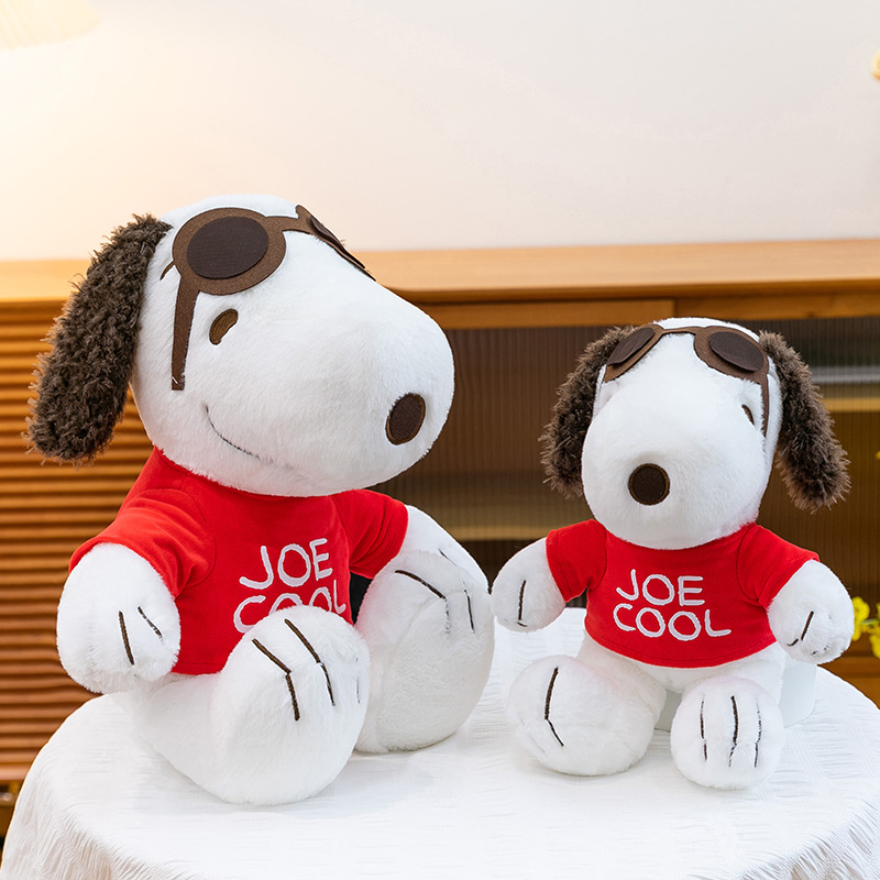 跨境批发墨镜史努比玩偶毛绒玩具安抚抱枕公仔儿童布娃娃生日礼物