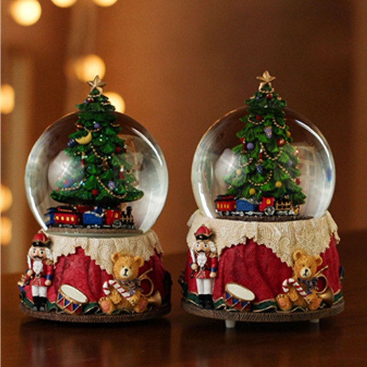 Customized light luxury music box, luminous crystal ball ornament, living room wine cabinet, Christmas tree, snowman, Christmas luminous decoration Specification image