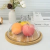 Covered bamboo and wood plate with transparent cover, dessert and fruit tasting box, Western pastry, bread and pastry tasting plate, cake tray details Picture