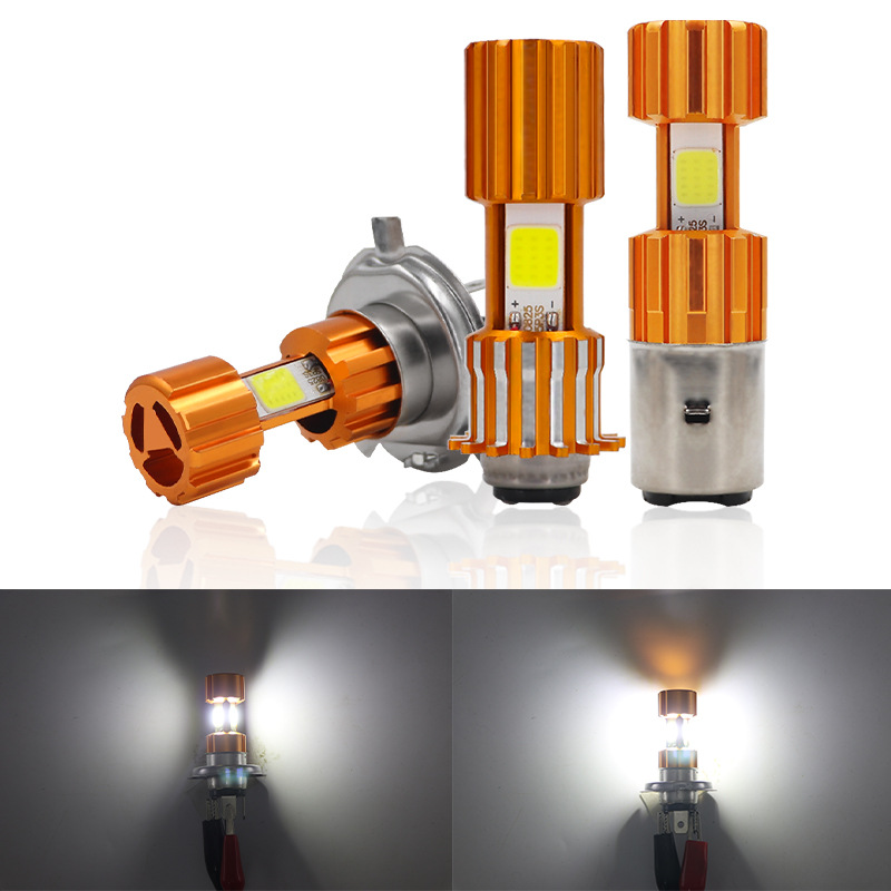 Factory direct sales of motorcycle LED headlights H6 three-sided high-power COB headlights BA20D large bulbs Specification image