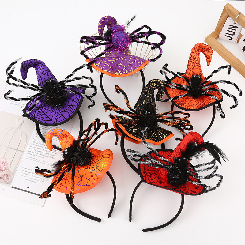 New Halloween Witch hat headband, funny spider headband, personalized children's holiday party hair accessories, direct supply from the manufacturer