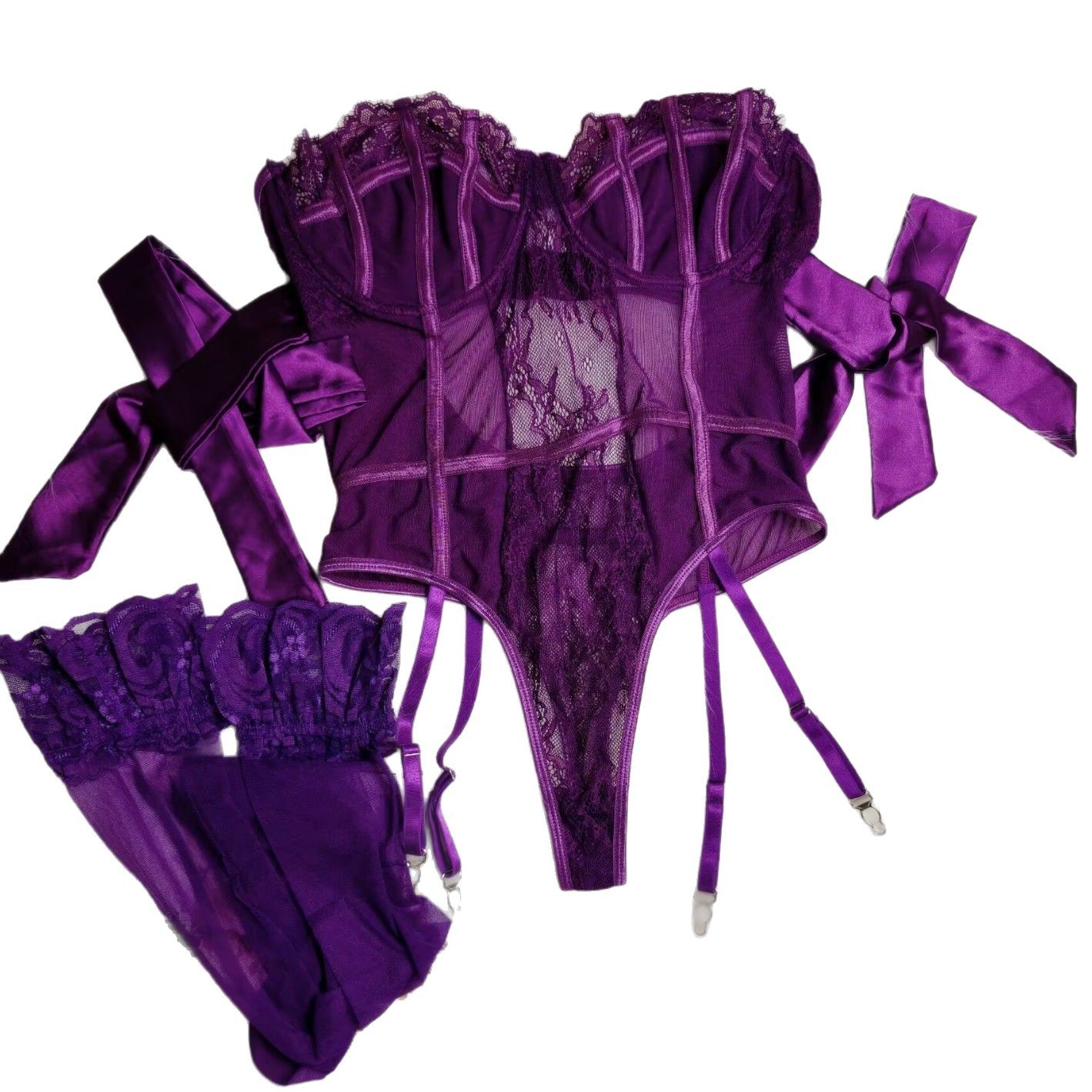 情趣/情趣猫女郎/成人用品/情趣白丝袜/丝袜吊带白底实物图