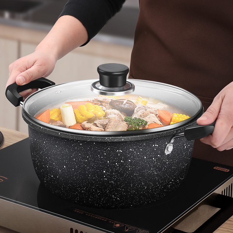New type of tourmaline non-stick pot, household stewing soup pot, hot pot pot, gas induction cooker, universal soup pot and porridge pot Specification image