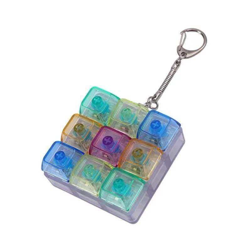 In-stock direct delivery 9-grid key decompression keychain creative mechanical keyboard pendant, cross-border bestseller educational toy details Picture