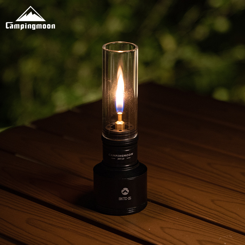 Koman BKT-1D black gas coreless candle lamp tent gas lamp lamp Atmosphere camping flat gas straight tube candlelight lamp details Picture