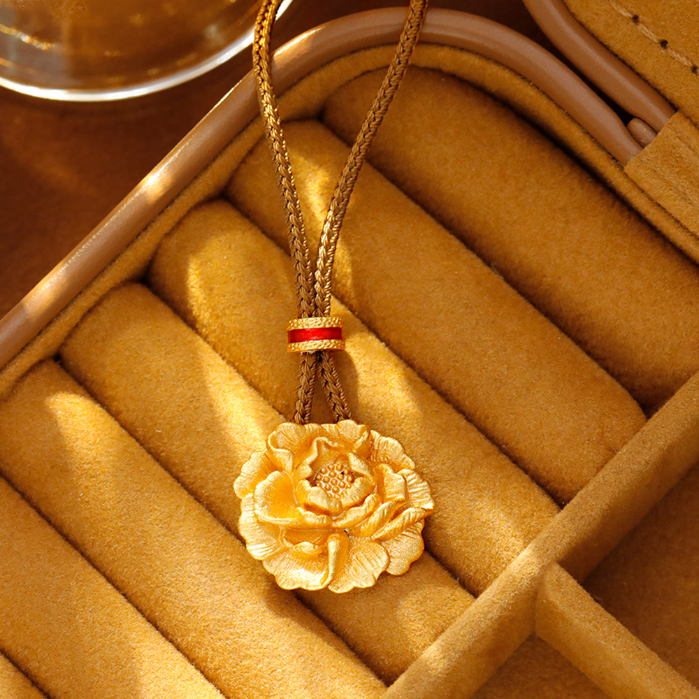 Hyacinth tienda de oro mismo estilo nuevo China peony colgante suéter cadena moda versátil temperamento alto sentido otoño invierno accesorios collar