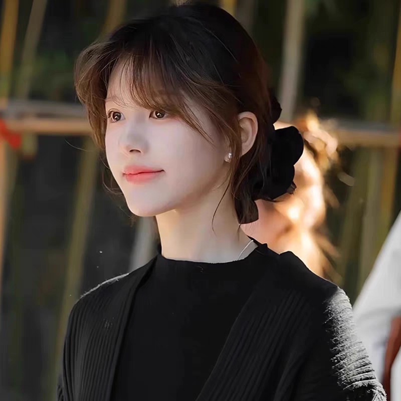 The same satin super long hair tie as Zhao Lusi, Korean-style hair flower, girl's hair tie with a rope feel, bun hair tie details Picture