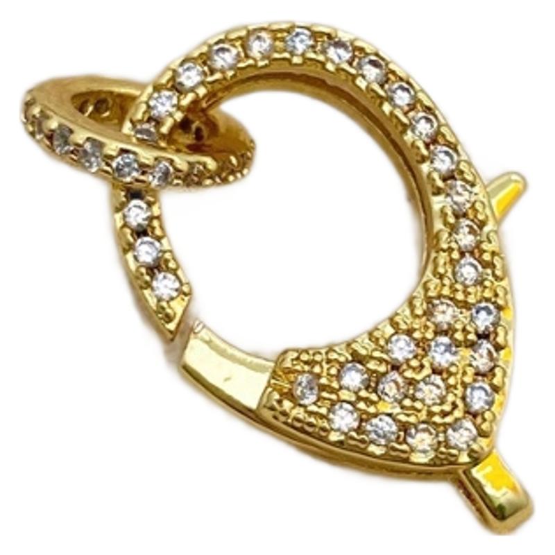 18K color-preserving copper plated with real gold, micro-inlaid lobster necklace buckle, clothing buckle, DIY micro-inlaid jewelry accessories Item Picture