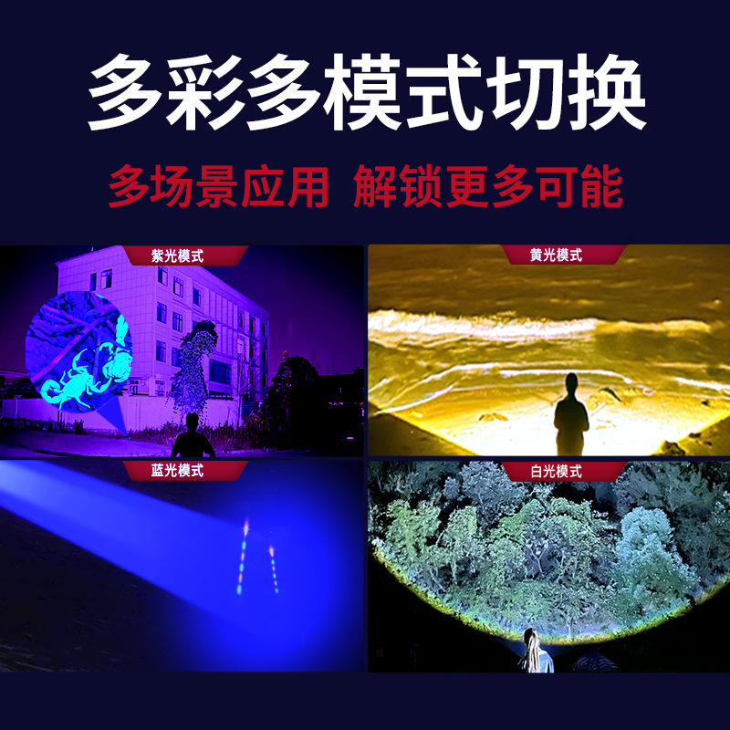 跨境2025新品强光远射手电筒白激光变焦数字电显户外工厂直供细节图