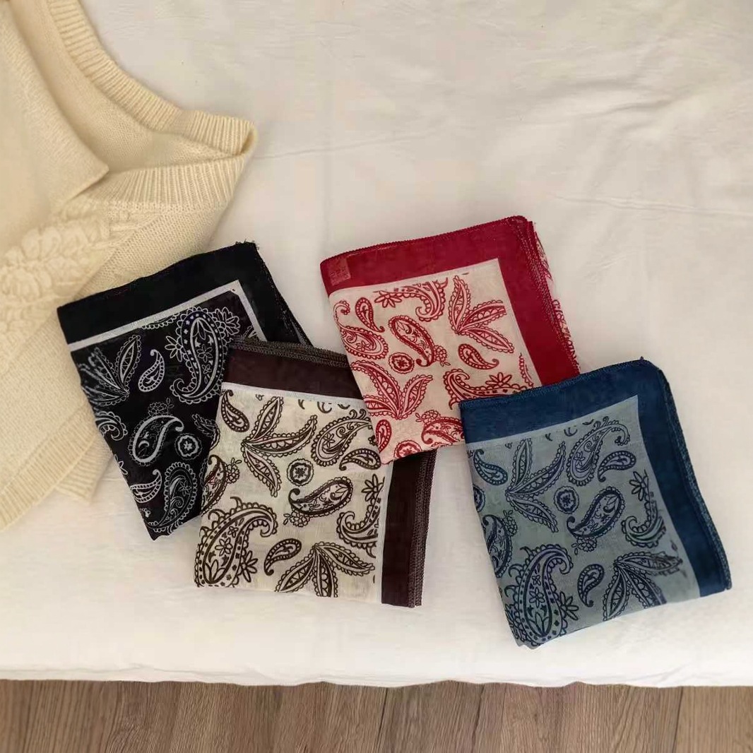 春秋夏季韩系腰果棉麻方巾丝巾女时尚拍照防晒头巾围巾