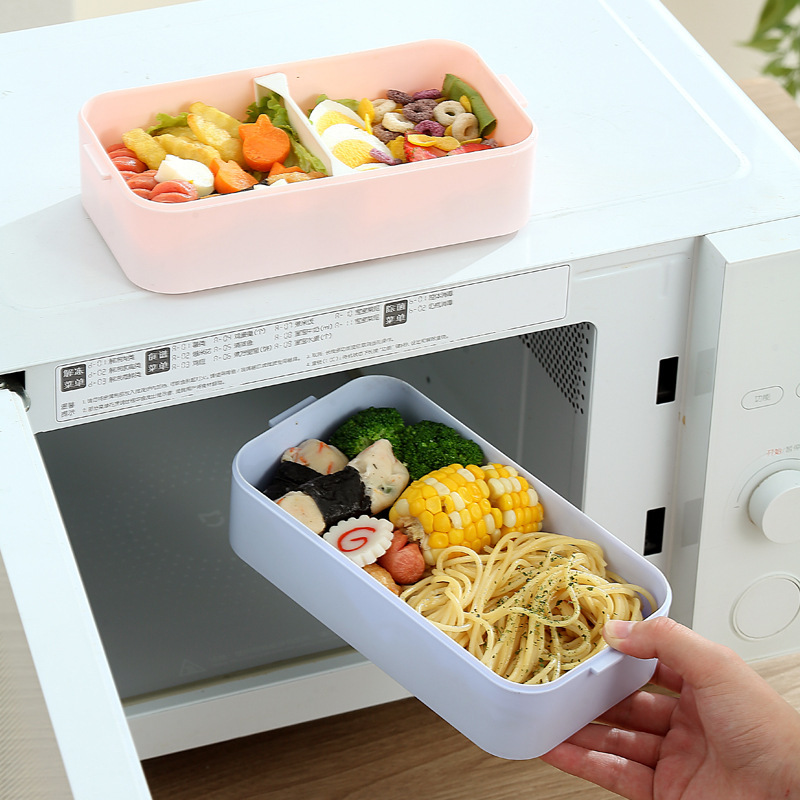 New double-layer cartoon children's lunch box, student portable plastic lunch box, cute compartments lunch box, microwave oven-safe Application Scenario