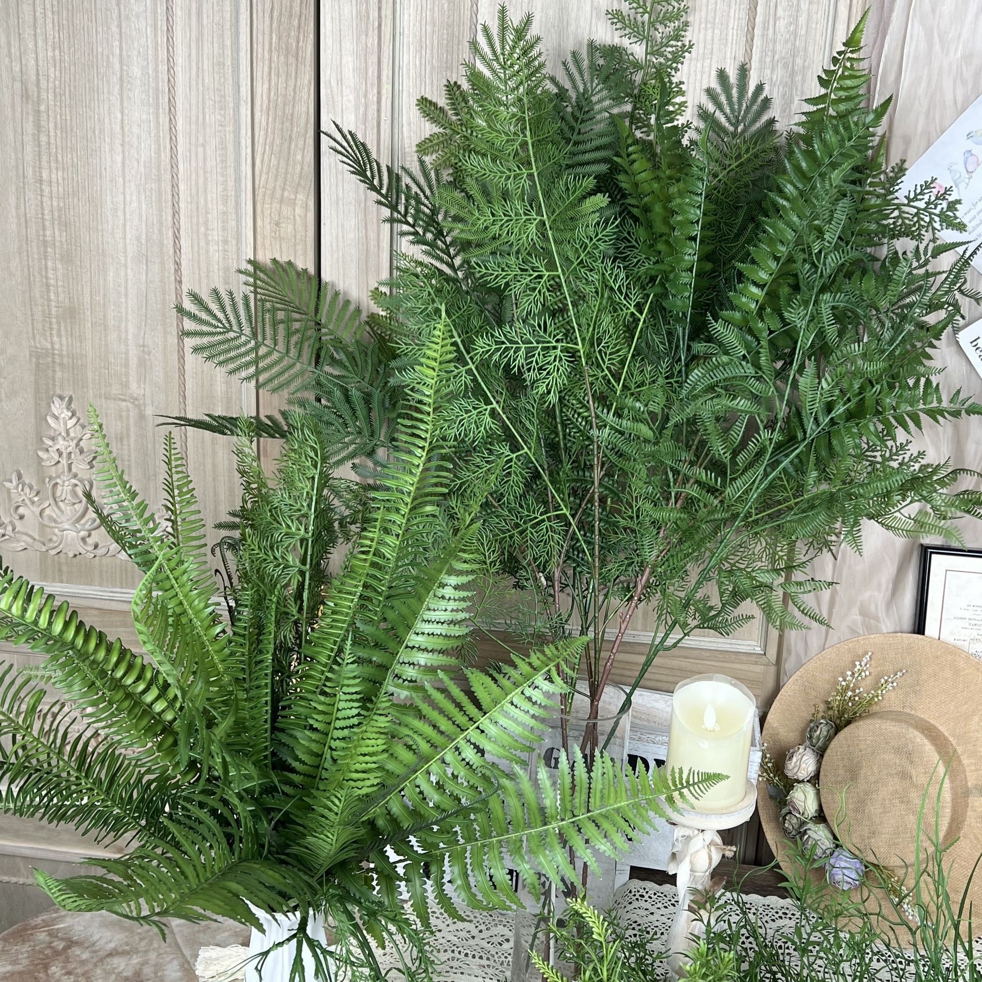 仿真绿植软胶壁挂酒店餐厅吊顶藤条挂饰植物婚庆地排软装室内装饰细节图