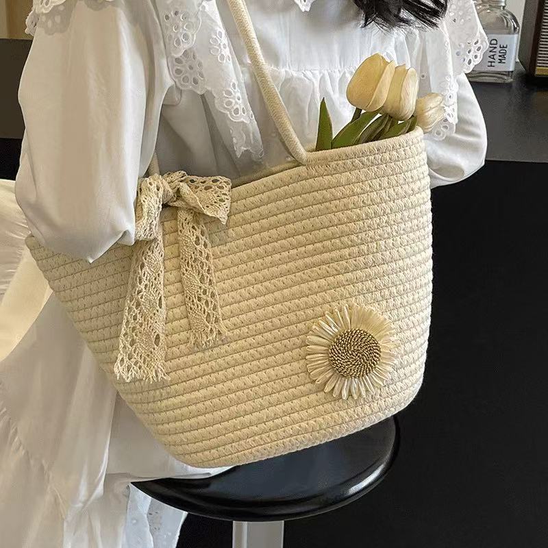 Cross-Border Woven Bags, Straw Woven Bags, Women's Large-Capacity Fashionable Summer Versatile Single-Shoulder Beach Bags, Tote Bags, Woven Bags