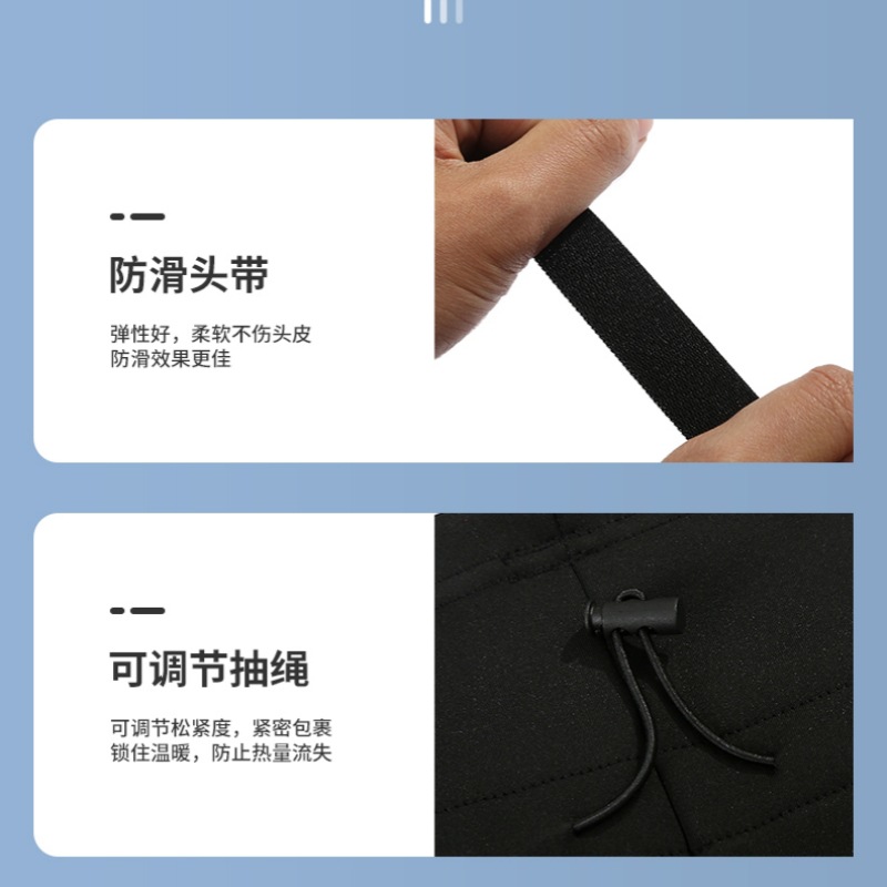 Wholesale of winter ski face masks, windproof and warm cycling masks, simple black letter headband and ear-hanging masks Specification image
