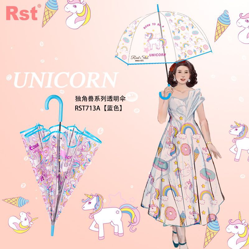 Star Treasure Umbrella, cute unicorn cartoon pattern transparent umbrella, adult Apollo umbrella in stock wholesale, foreign trade supply Application Scenario
