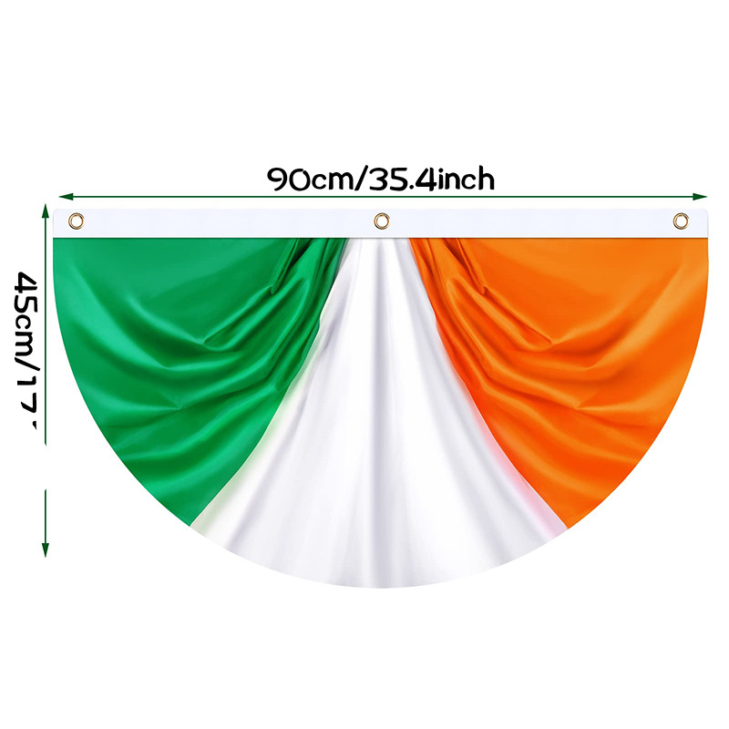 Wholesale of Irish flag polyester 45*90cm courtyard guardrail decorative pleated St. Patrick's Day sector flag Application Scenario