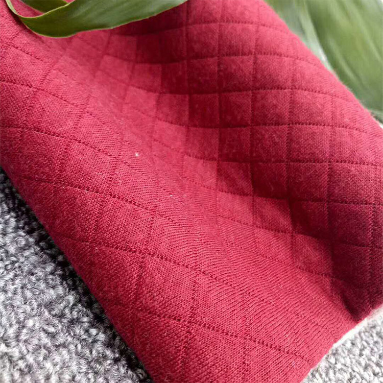 厂家现货热销 全涤空气层夹丝棉菱形格提花 秋冬家纺服装面料细节图