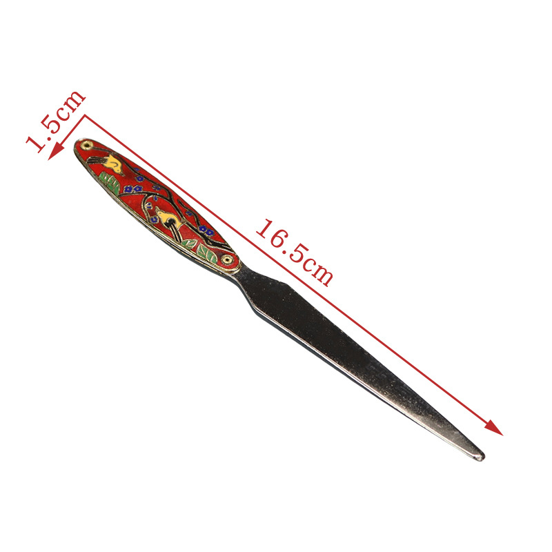 Beijing's old cloisonne items have been exported and returned to the cultural and recreational collection market. Copper body mechanism enamel small flower-and-bird letter openers Item Picture