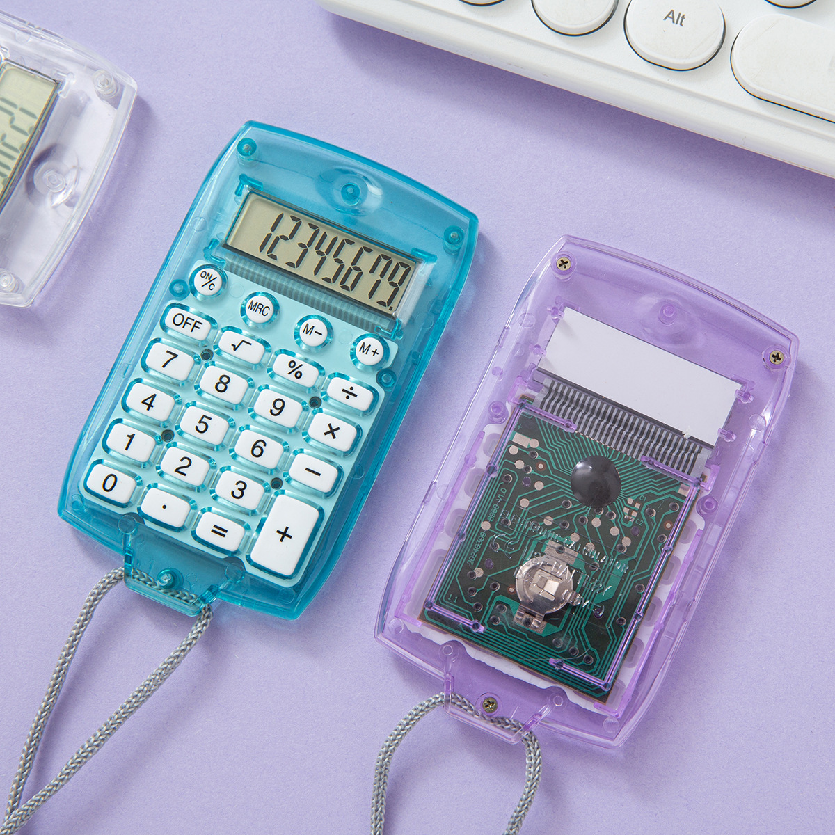 Colorido mini calculadora científica botón brillante portátil multifunción bobina de ordenador conveniente para el aprendizaje de la oficina details Picture
