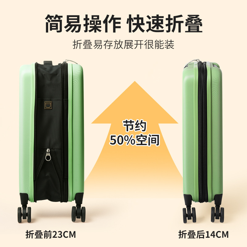 The new 20-inch foldable travel storage suitcase with a handle is a portable carry-on suitcase for both men and women with a large capacity Specification image