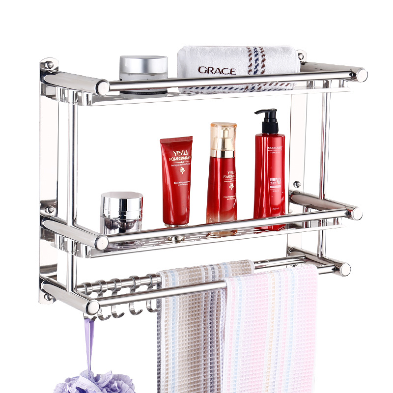 Stainless steel bathroom storage rack, towel rack, storage room, bathroom hanging rack, toilet washbasin, daily wall hanging Item Picture