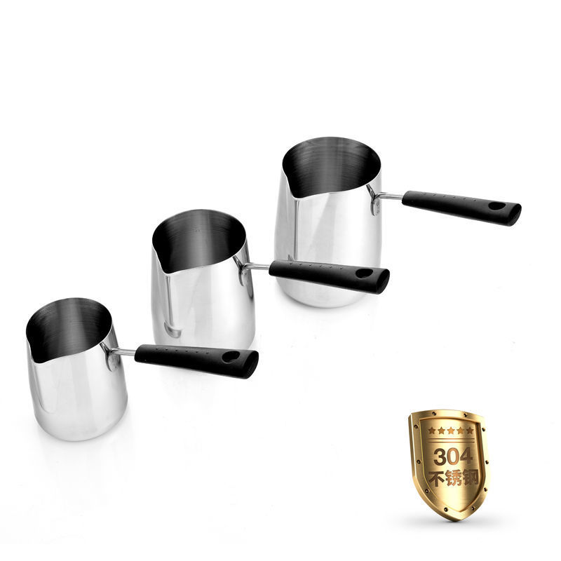 304不锈钢长柄拉花杯电木柄化蜡杯融化杯牛奶杯咖啡器具加厚防烫