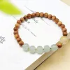 Chinese-style double-ring Barbie sandalwood smoke purple agate bracelet with Heart Sutra stacked text playing with Buddhist prayer beads, holding a girls' thin bracelet Specification image