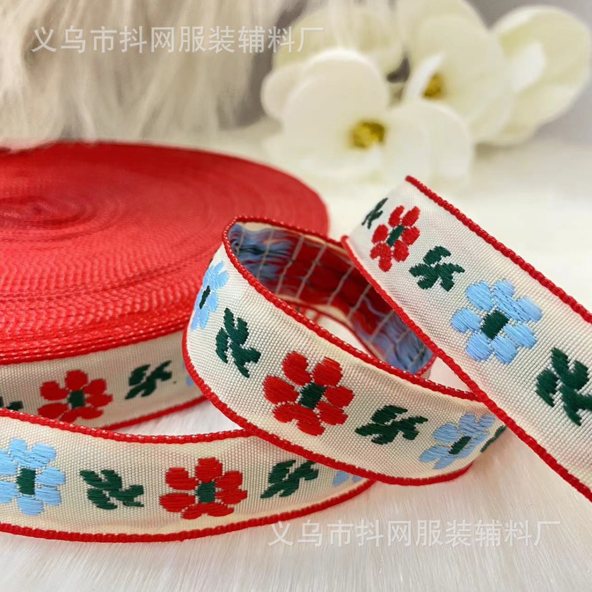 1.4- 2.4cm Spring handmade DIY bow, ethnic style jacquard embroidery, webbing, hair accessories, headwear, and border straps Application Scenario