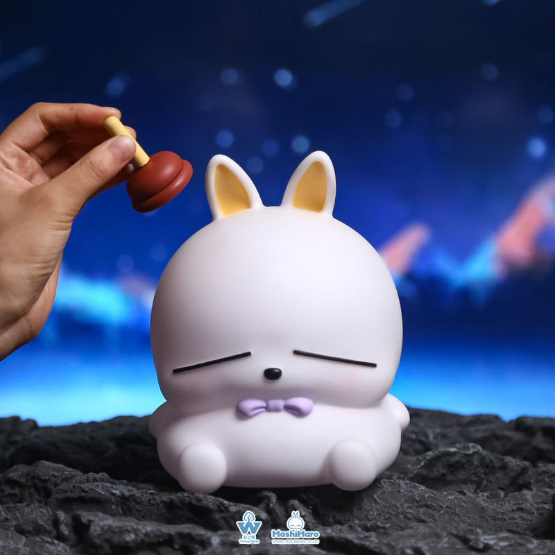 Cartoon rogue Rabbit figurine, cute rogue no-patting light piggy bank, fun and creative vinyl piggy bank figurine Specification image