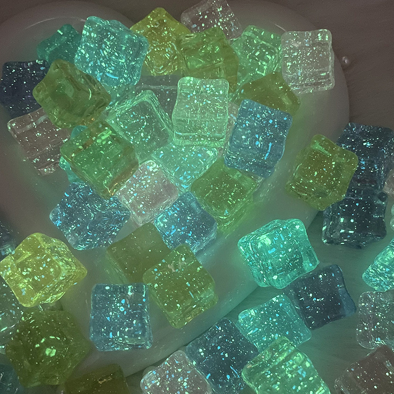 Color brillante cubo de hielo diy titular de la pluma soporte de caso de teléfono crema pegamento caja de almacenamiento accesorios material bolsas details Picture