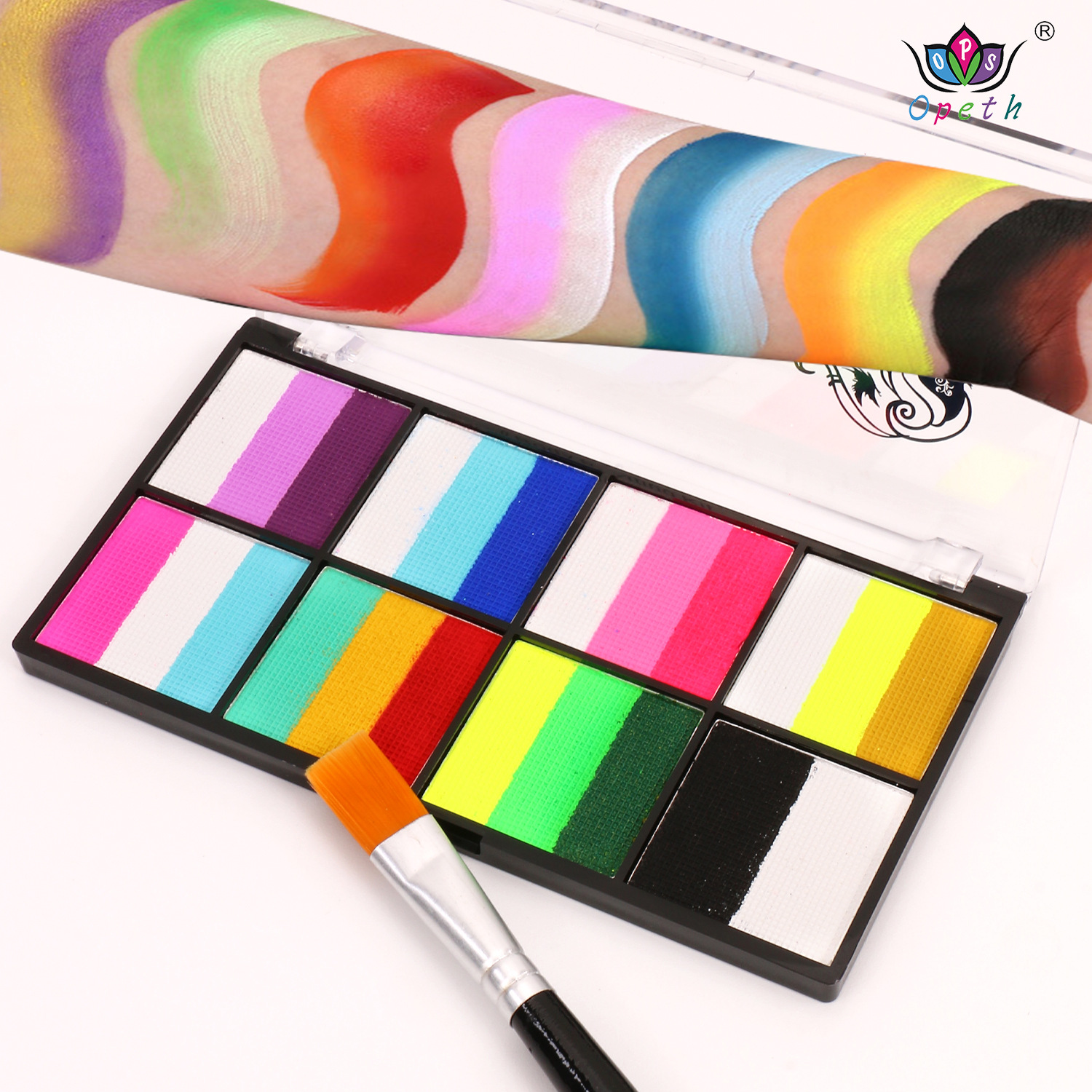 Cross-border 8-panel face color makeup palette, body painting, Halloween face stage performance, watercolor paint details Picture