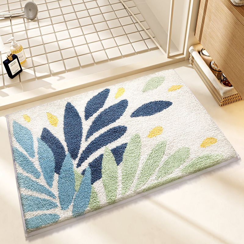 Marine faux cashmere floor mat, bathroom thickened water-absorbing foot mat, dirt-resistant, anti-slip and easy to maintain, toilet and bathroom floor mat
