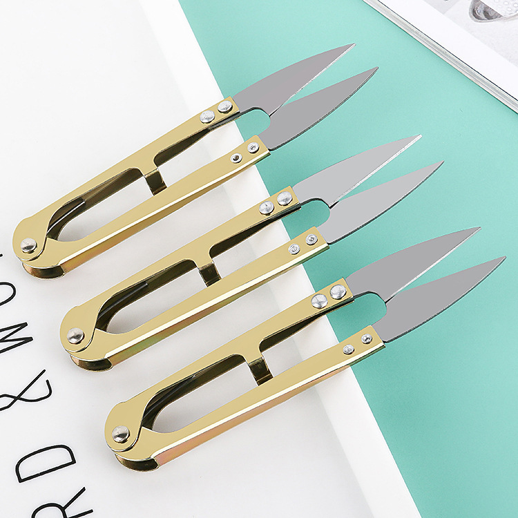 U-shaped iron scissors manufacturer wholesale home clothes tailor cutting cross-stitch thread ends cutting Colorful little scissors for you details Picture