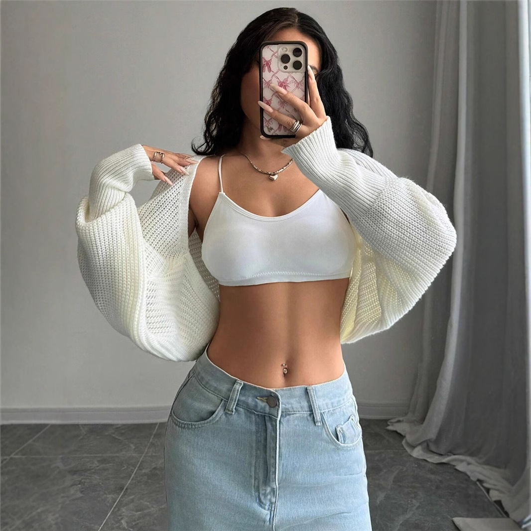A loose and versatile knitted cardigan, short sweater and shawl coat for cross-border Amazon from Europe and America in 2025 full figure