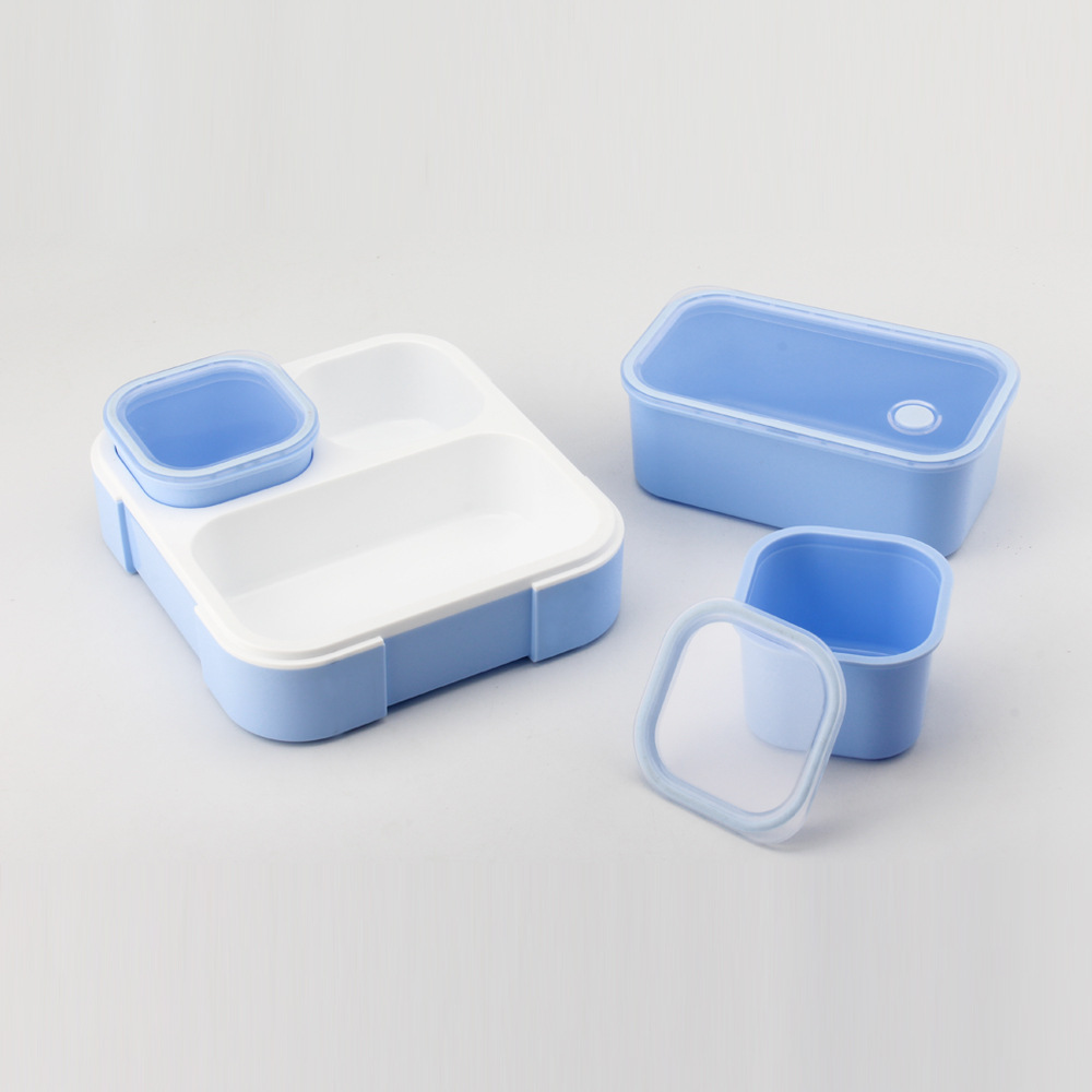 Wholesale of microwave-safe plastic student Japanese-style multi-compartment sealed food-grade square lunch boxes with LIDS Specification image