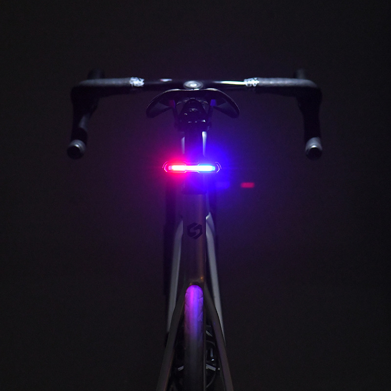 USB charging waterproof bike light, mountain bike taillight, three-color night riding warning light, outdoor cycling equipment details Picture