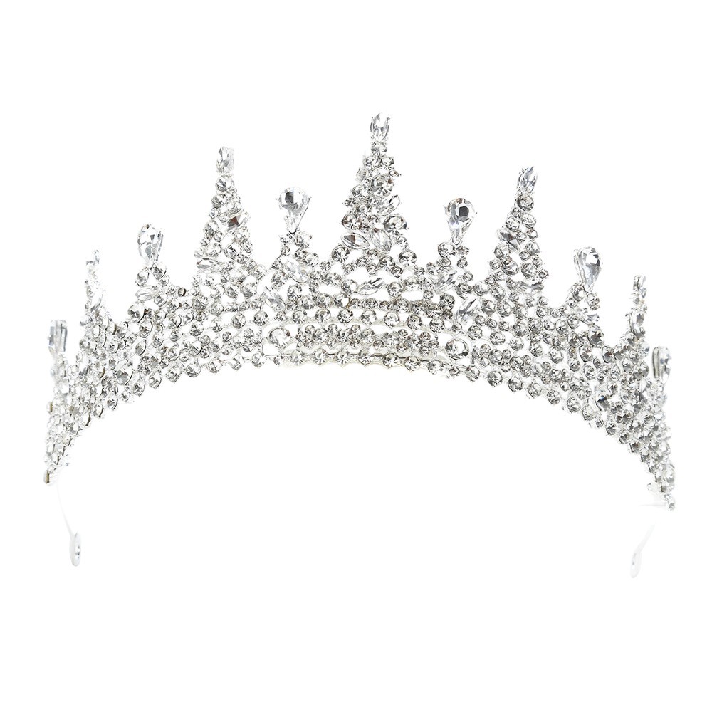 A luxurious golden diamond-encrusted crystal crown for the bride, a splendid tiara for the wedding, a dazzling headwear for the dinner and dance party, and an elegant star Item Picture
