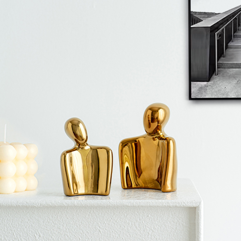 2025 Nordic minimalist ceramic Mini porcelain couple electroplated decorative items for living room and study decoration factory direct supply wholesale available, mixed batch available details Picture