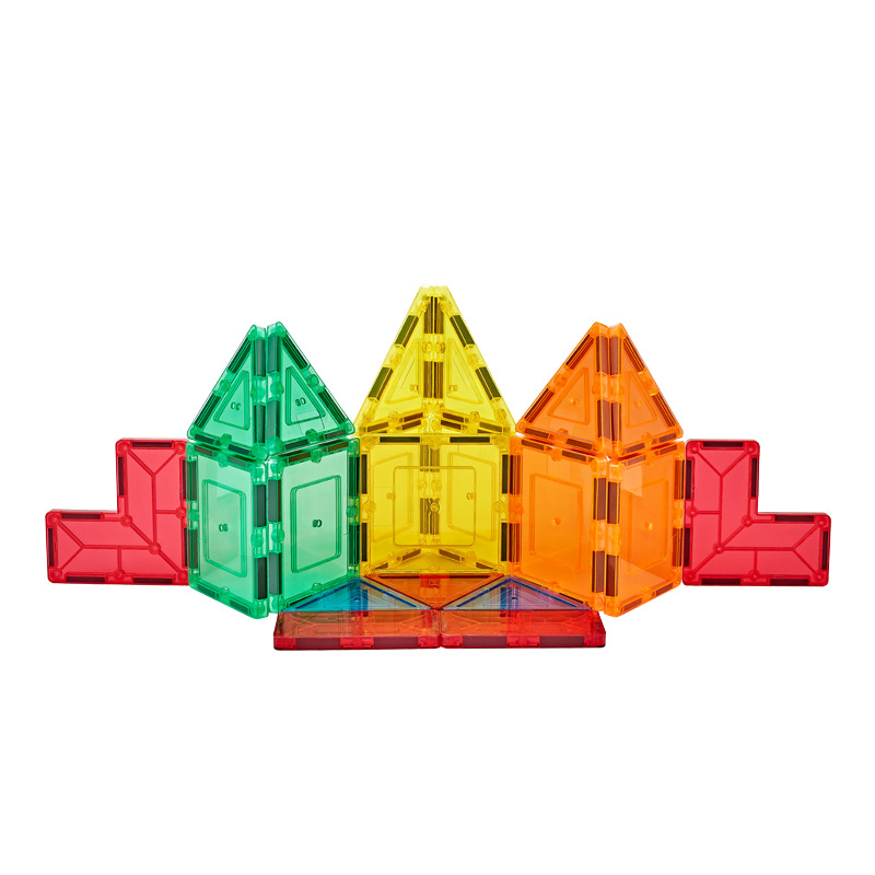 39 pieces of European and American cross-border toys, colorful transparent window panels, building blocks, plastic educational assembly, magnetic dazzling colors Item Picture