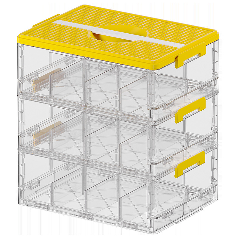 The building block storage box can be stacked in layers. The children's toy organization box is divided into compartments and classified. It is a plastic LEGO transparent storage box Item Picture