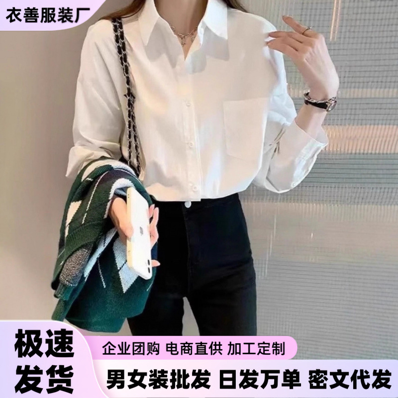 外穿秋季韩版白色衬衫女长袖设计感上衣打底内搭宽松叠穿轻奢衬衣