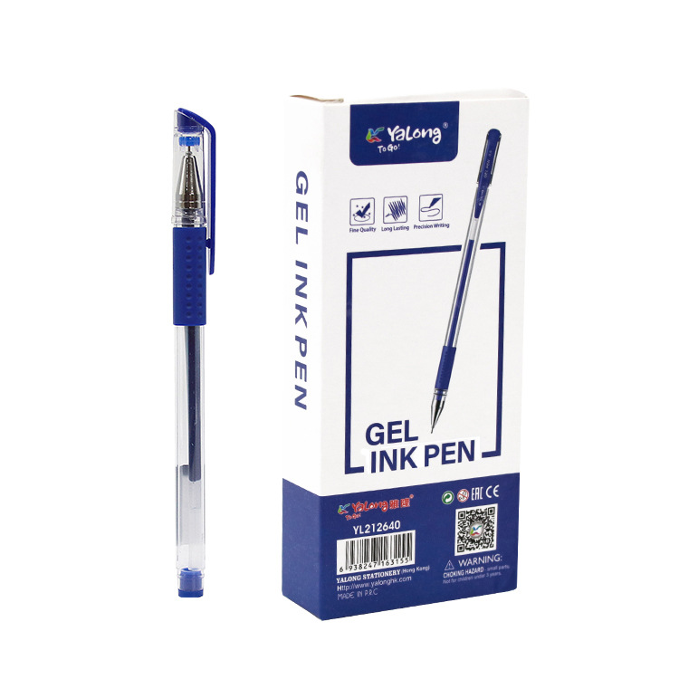 Yalong Cross-border best-selling simple blue 0.5mm gel pen, high-quality school office plastic pen